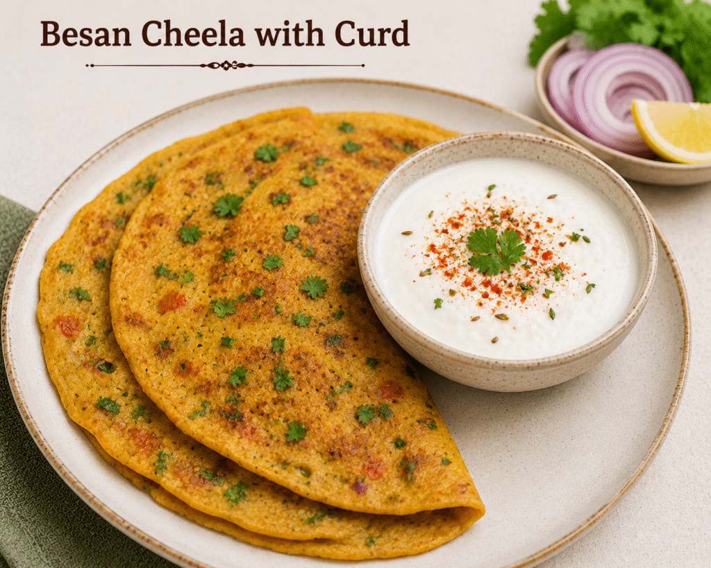 Besan Cheela with Curd