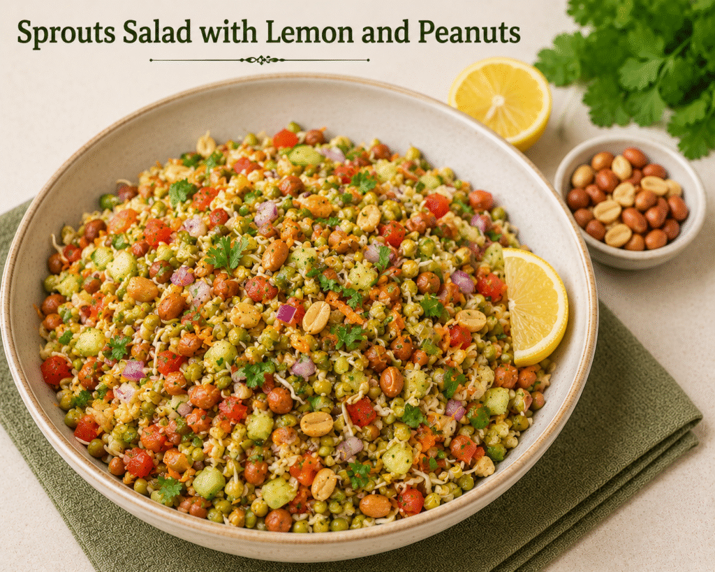 Sprouts Salad with Lemon and Peanuts